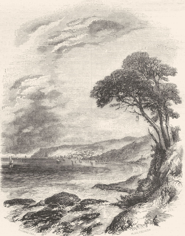 DEVON. Brixham and Torbay 1850 old antique vintage print picture